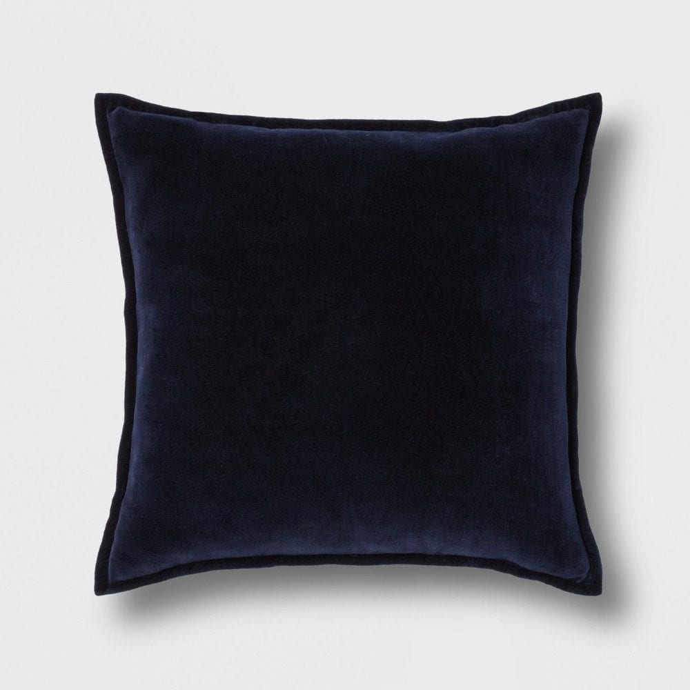 Solid Velvet With Zipper Closure Square Throw Pillow - Threshold